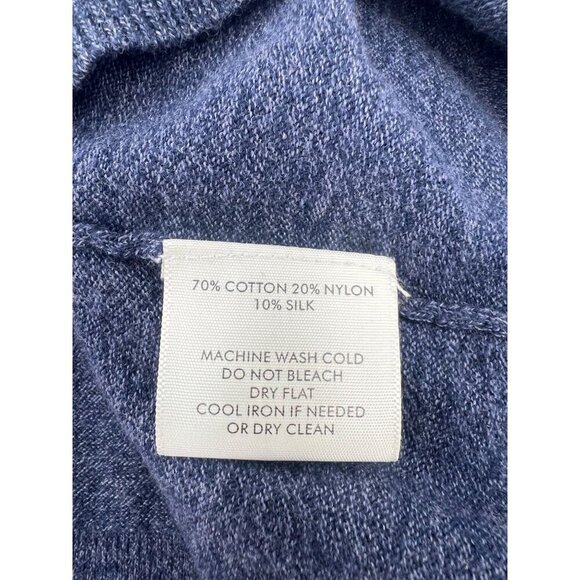 White + Warren M Blue Turtleneck Sweater Cotton Silk Blend Luxury Knit Pullover - Picture 8 of 8
